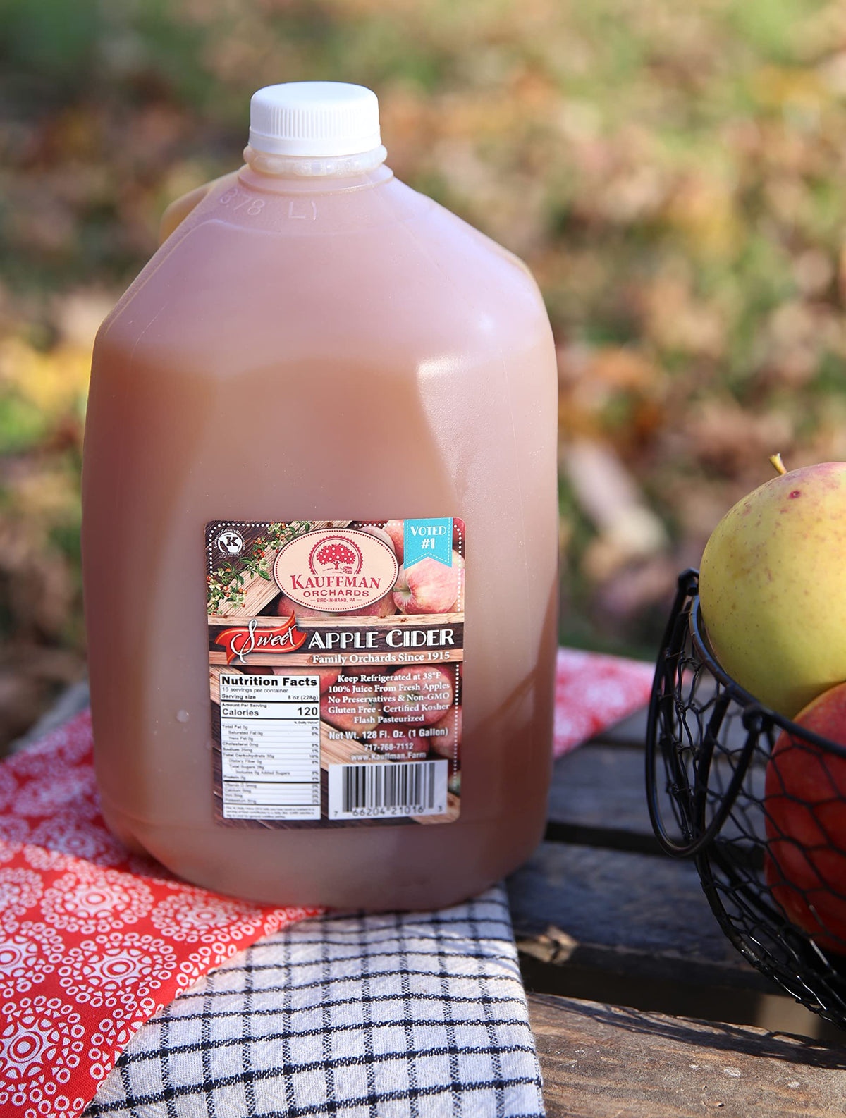 Kauffman Orchards Award-Winning Homemade Fresh-Pressed Apple Cider, Frozen for Shipping, Approximately 0.9 Gallon