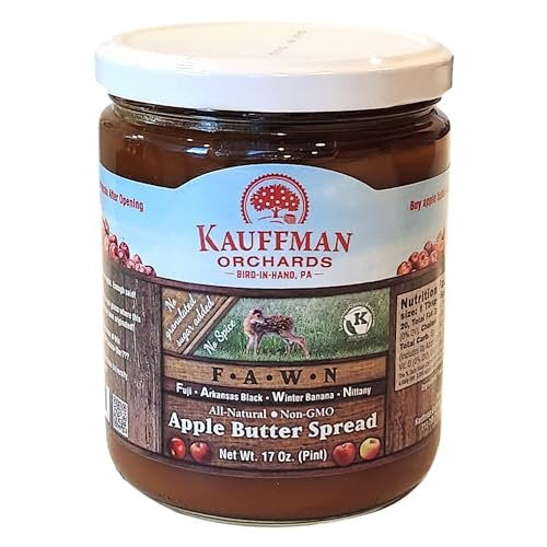 F-A-W-N Apple Butter Spread (Cooked with Fuji, Arkansas Black, Winter Banana, and Nittany Apples), No Sugar or Spice Added