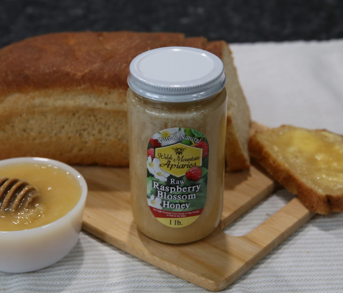 Raspberry Blossom Honey by Welsh Mountain Apiaries, Raw and Unfiltered, Wild Foraged Honey
