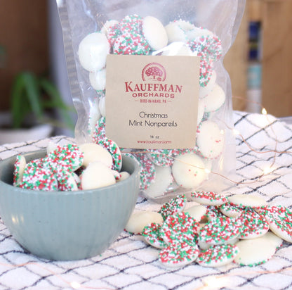 Mint White Chocolate Nonpareil Christmas Candy