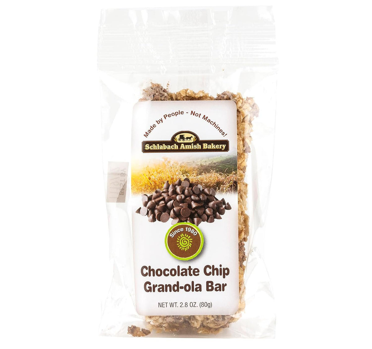 AmishTastes Homemade, Lightly Sweetened, Soft & Chewy Chocolate Chip Granola Bars by Schlabach, 2.8 Oz.