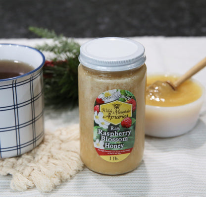 Raspberry Blossom Honey by Welsh Mountain Apiaries, Raw and Unfiltered, Wild Foraged Honey