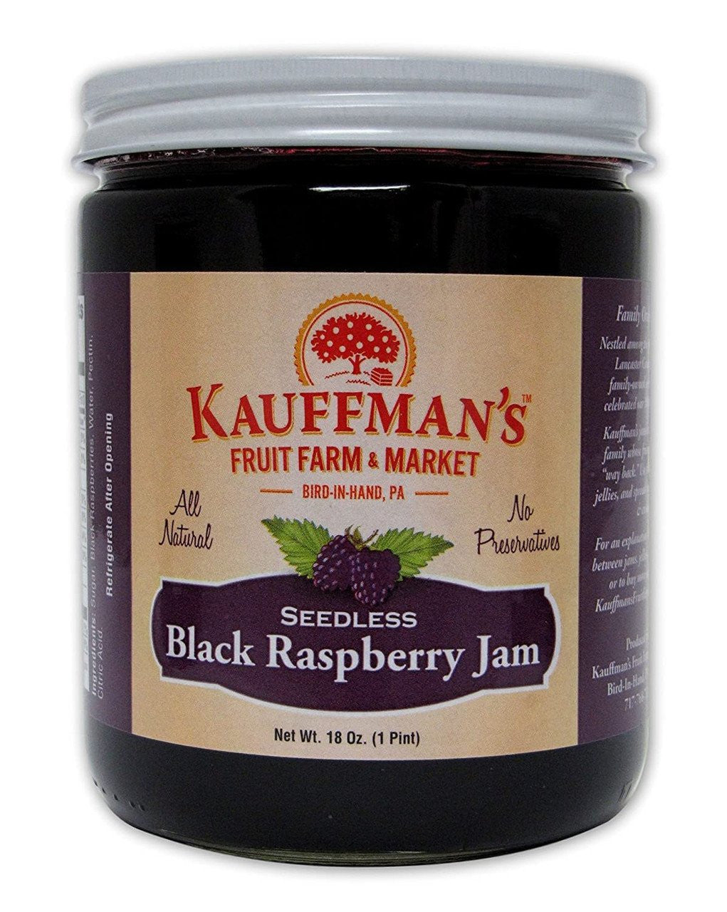 Seedless Black Raspberry Jam, All Natural, No Preservatives