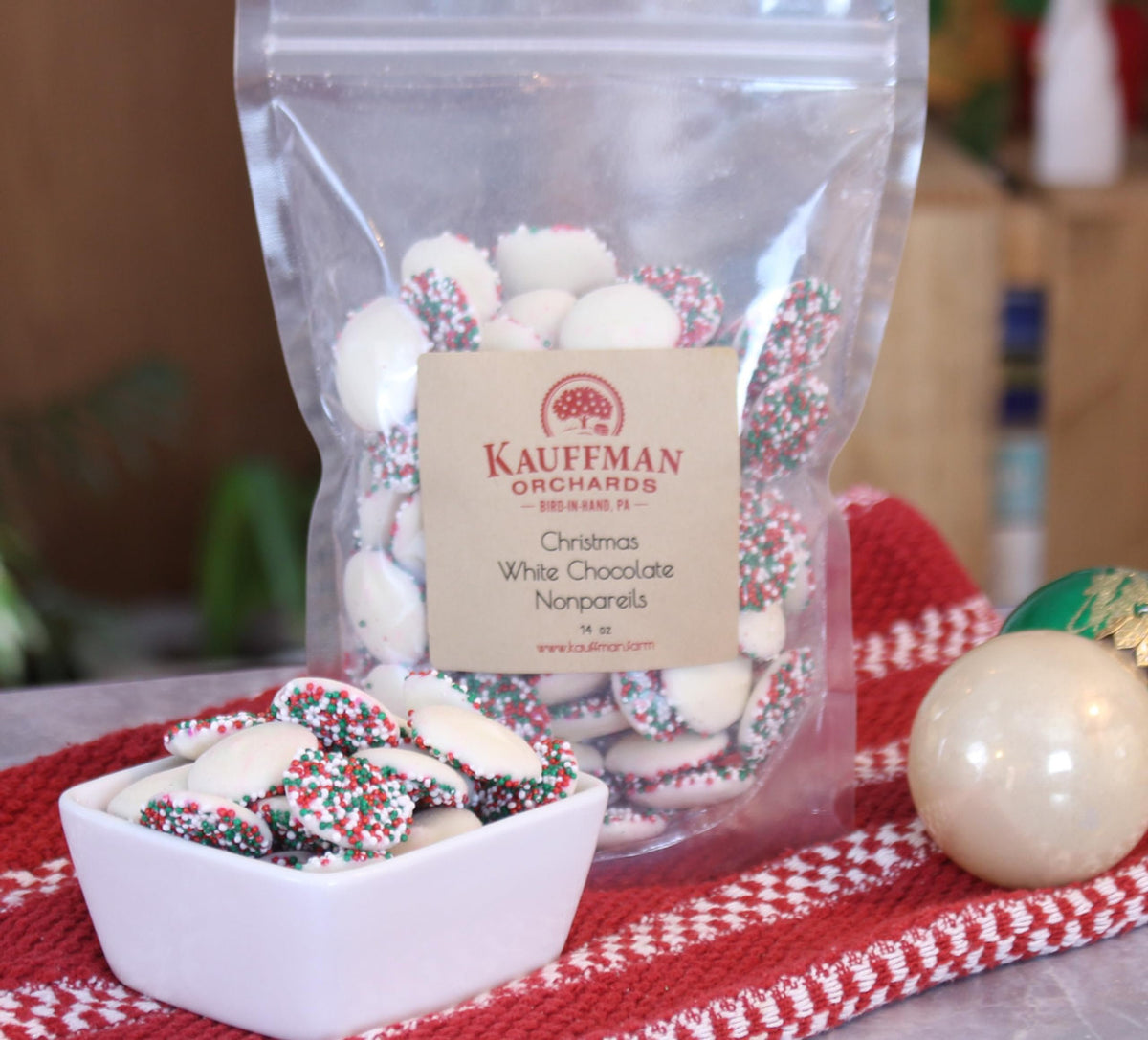 White Chocolate Nonpareils Christmas Candy