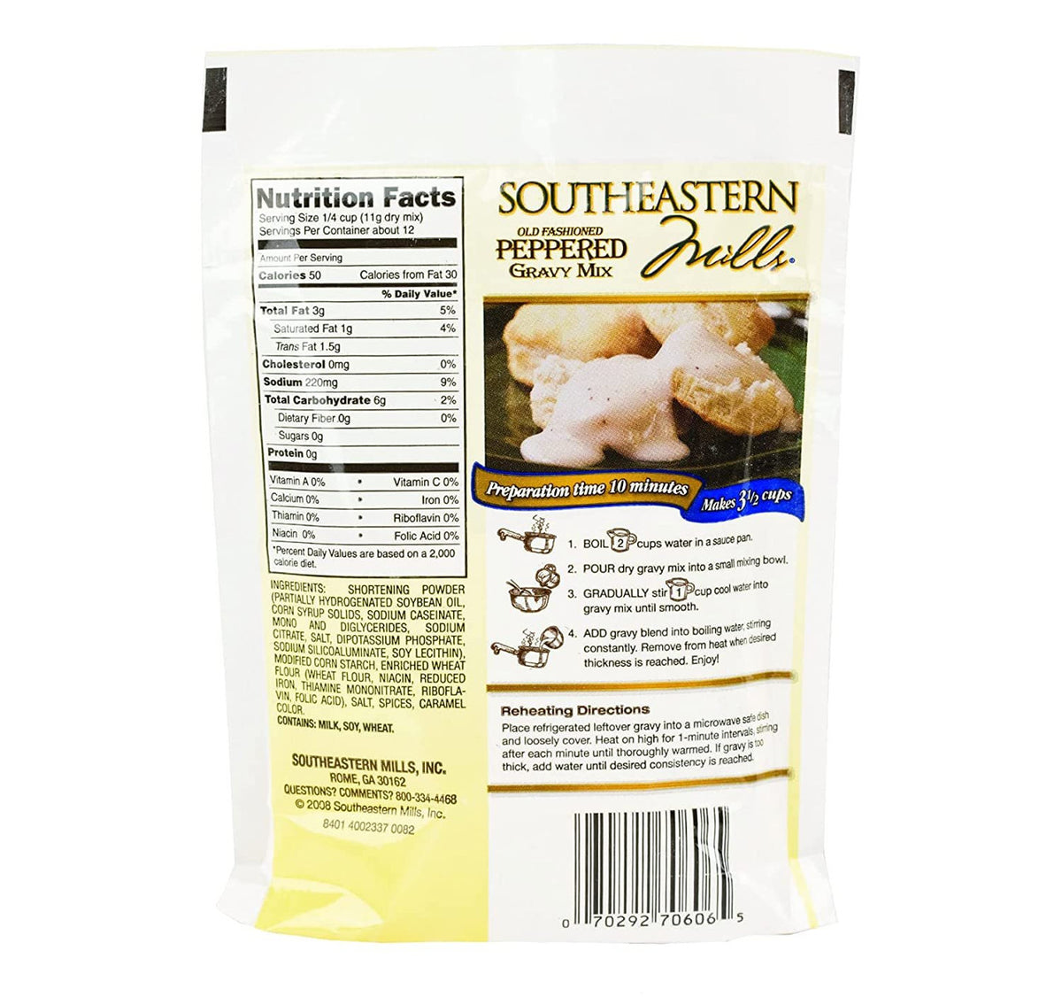 Old-Fashioned Peppered Gravy Mix by Southeastern Mills, 4.5 Oz.