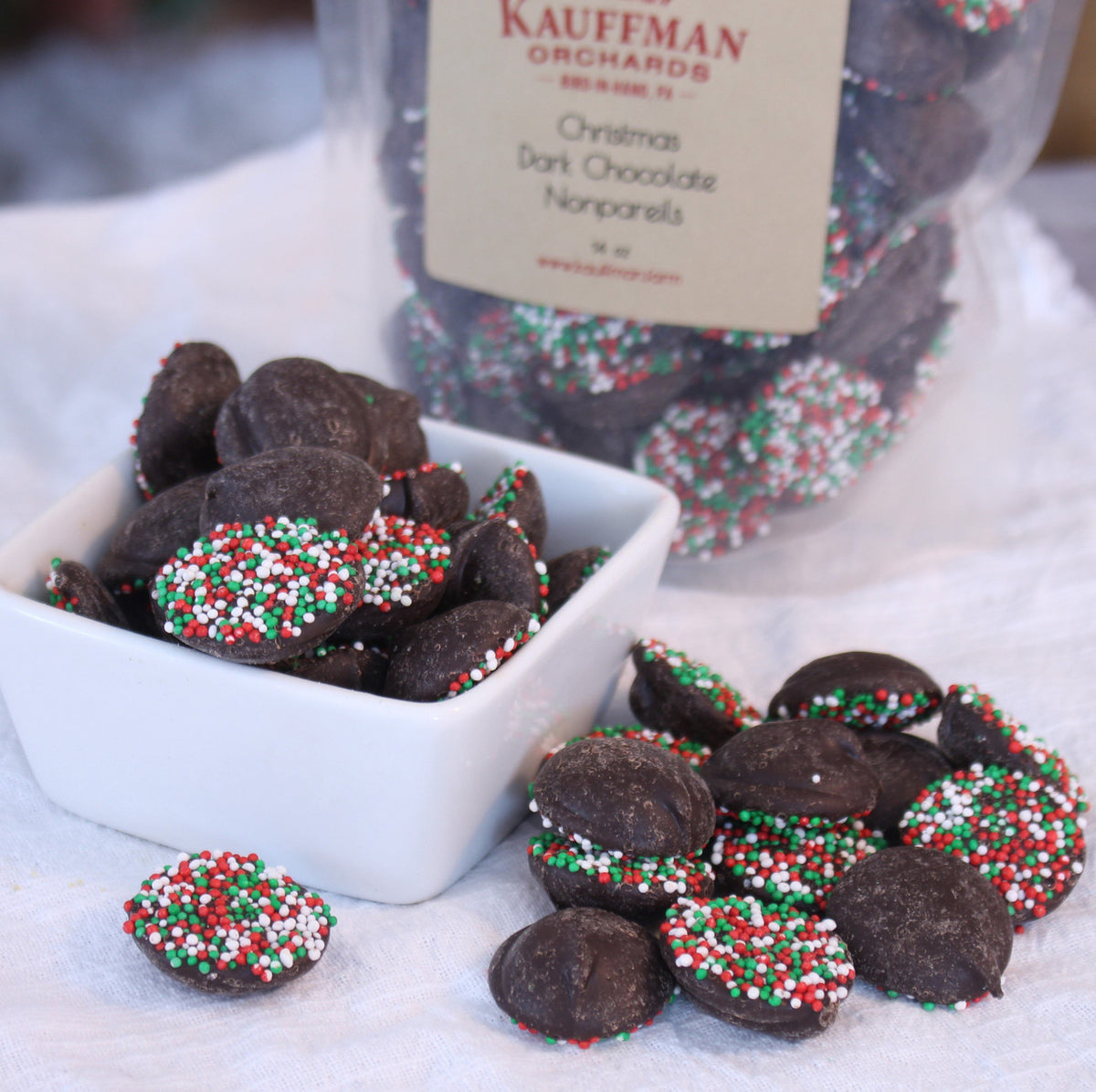 Dark Chocolate Nonpareils Christmas Candy