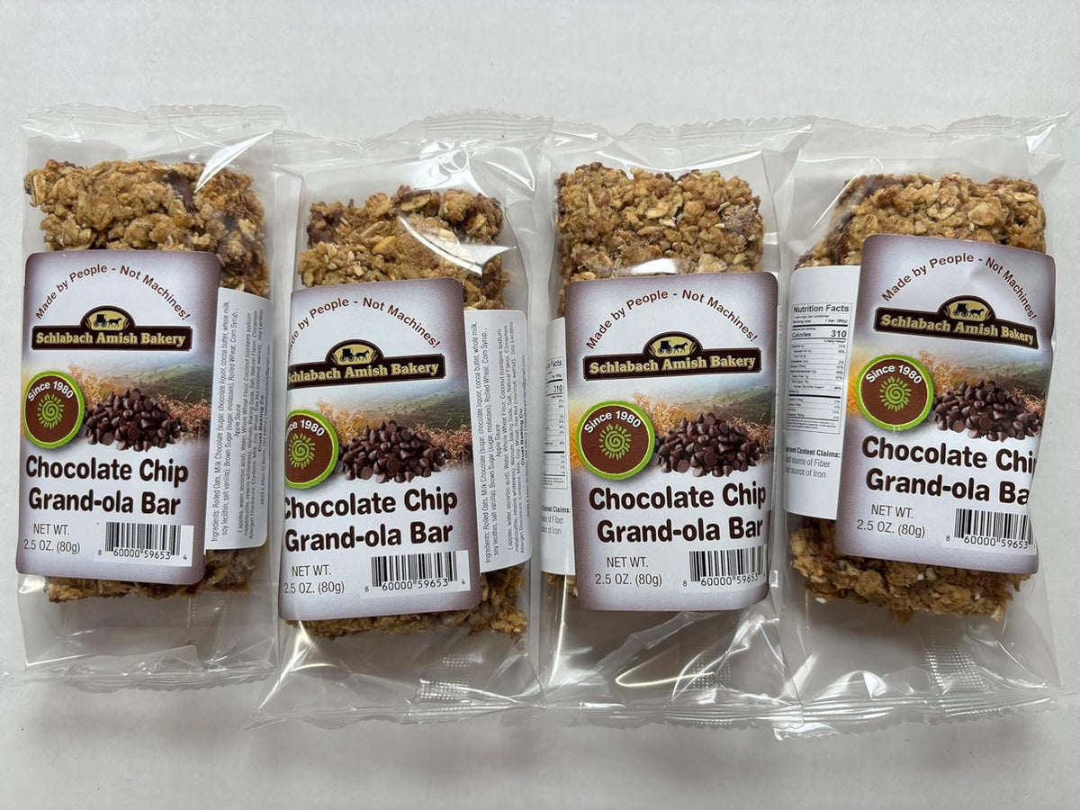 AmishTastes Homemade, Lightly Sweetened, Soft & Chewy Chocolate Chip Granola Bars by Schlabach, 2.8 Oz.