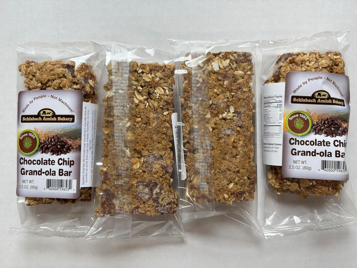 AmishTastes Homemade, Lightly Sweetened, Soft & Chewy Chocolate Chip Granola Bars by Schlabach, 2.8 Oz.