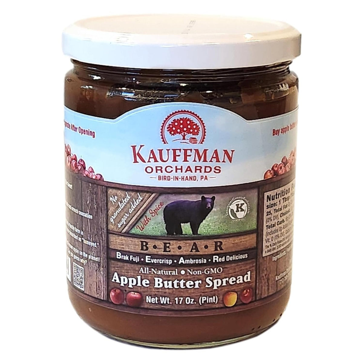B-E-A-R Apple Butter Spread (Cooked with Brak Fuji, Evercrisp, Ambrosia, and Red Delicious Apples), No Sugar Added