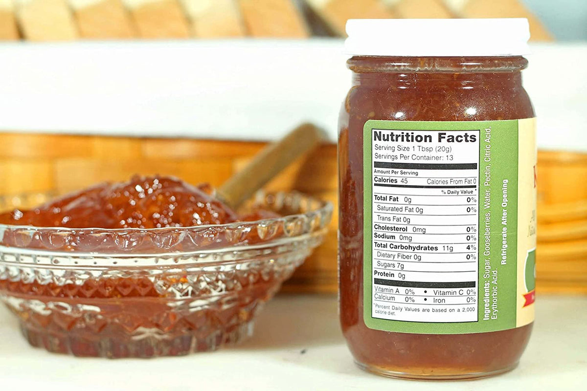 All-Natural Gooseberry Jam, No Preservatives, 9 oz. Jar