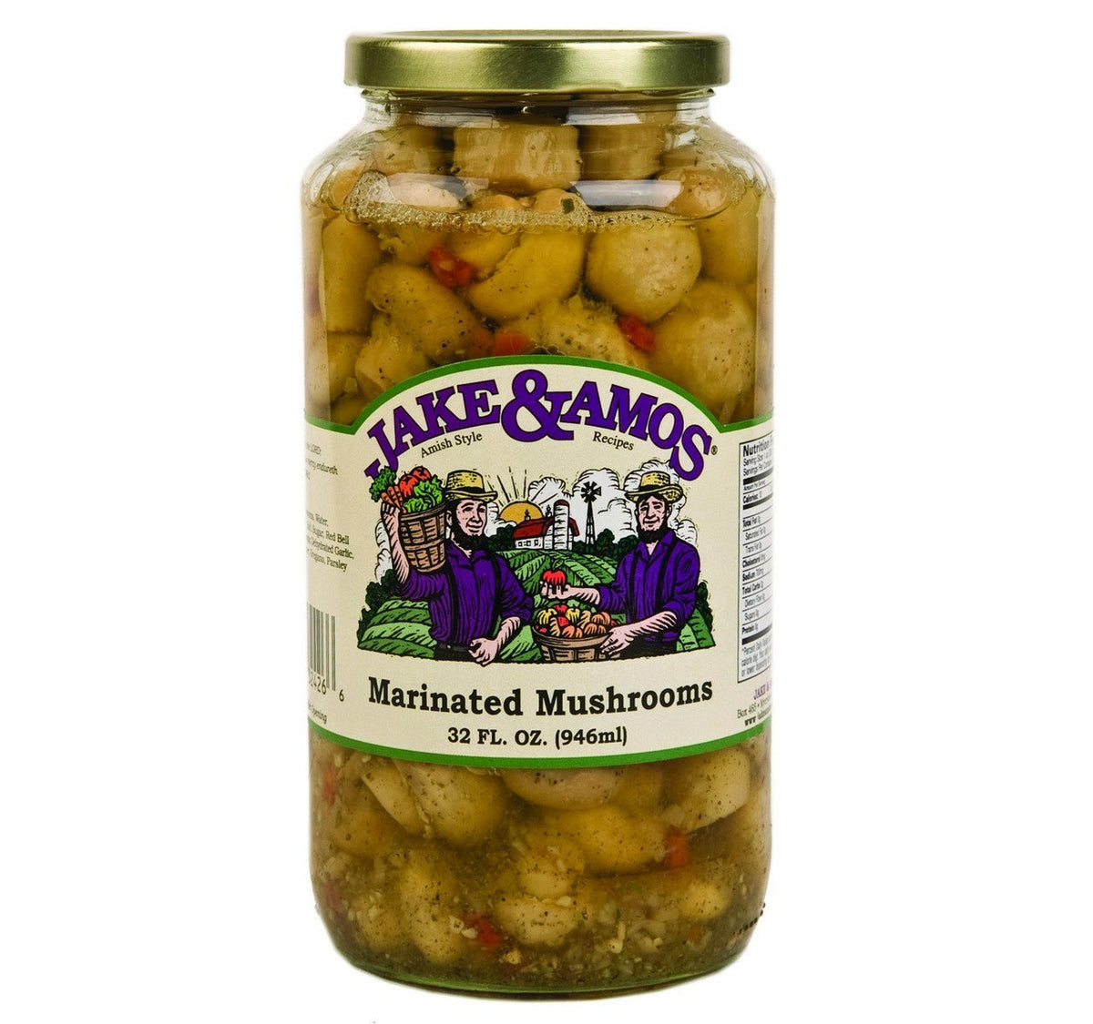 Jake & Amos Marinated Mushrooms, 32 oz. Jar