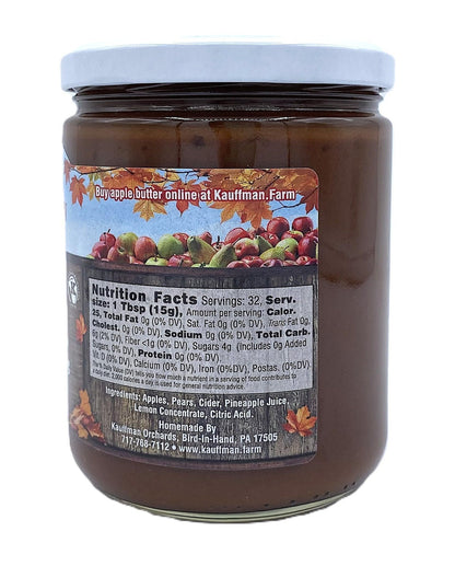 Thanksgiving Apple Butter Spread, No Sugar Added, 17 oz. Jar