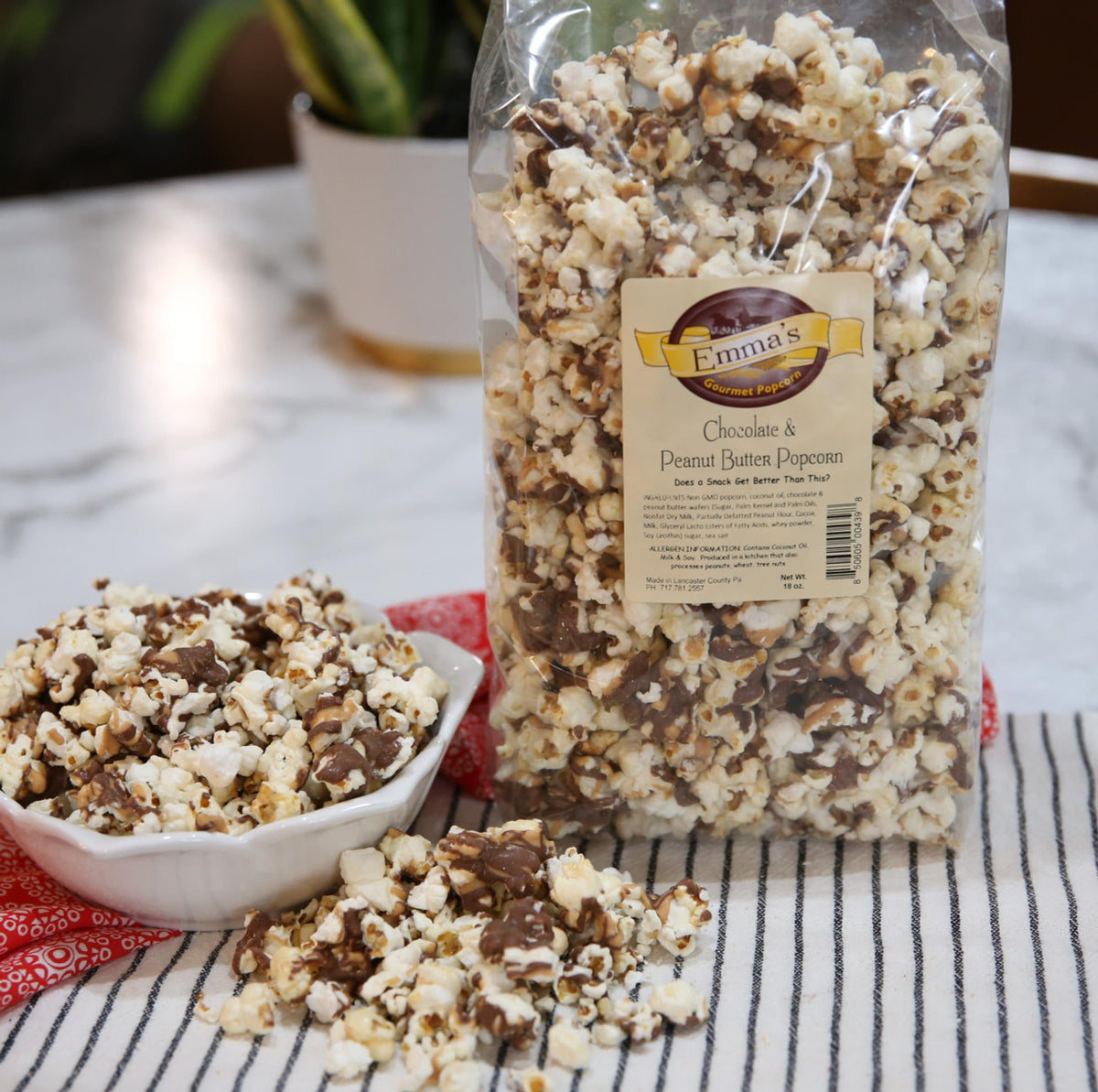 Emma's Gourmet Popcorn - Chocolate and Peanut Butter Popcorn - 18 Oz. Bag