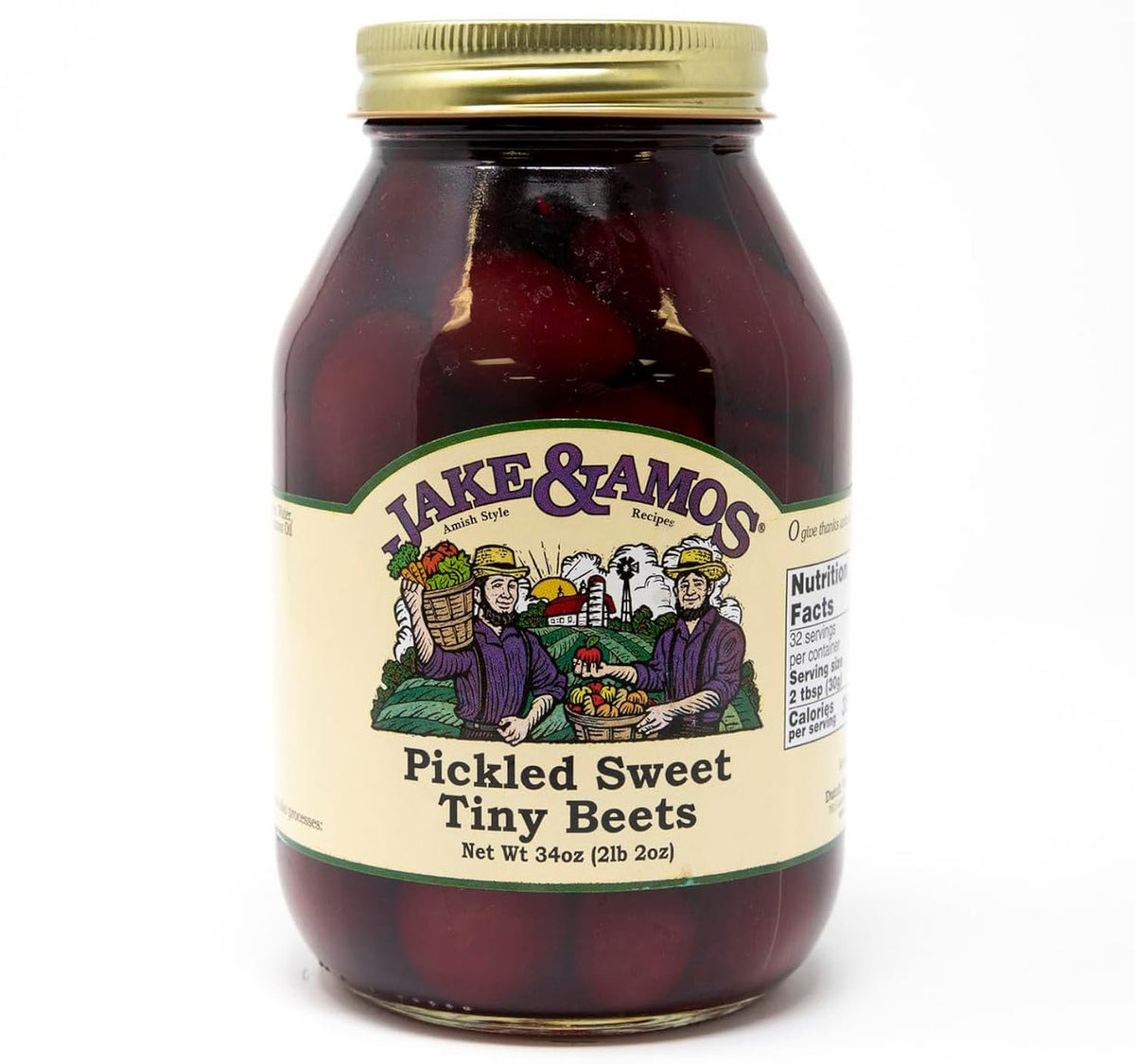 Jake and Amos Pickled Sweet Tiny Red Beets, 34 Oz.
