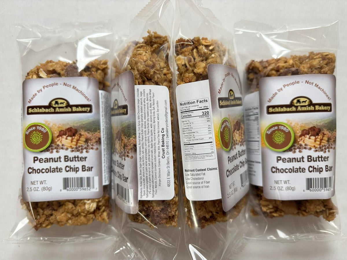 AmishTastes Homemade, Lightly Sweetened, Soft & Chewy Chocolate Chip Granola Bars by Schlabach, 2.8 Oz.