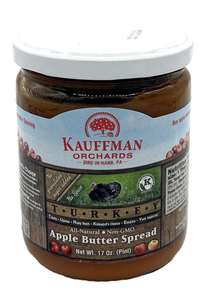 Kauffman Orchards "TURKEY" Apple Butter Spread (Trinity, Uproar, Ruby Rush, Kinnaird's Choice, Empire, and York Imperial Apples) 17 Oz.