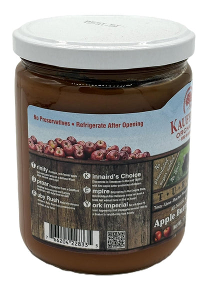 Kauffman Orchards "TURKEY" Apple Butter Spread (Trinity, Uproar, Ruby Rush, Kinnaird's Choice, Empire, and York Imperial Apples) 17 Oz.