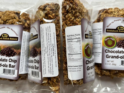 AmishTastes Homemade, Lightly Sweetened, Soft & Chewy Chocolate Chip Granola Bars by Schlabach, 2.8 Oz.