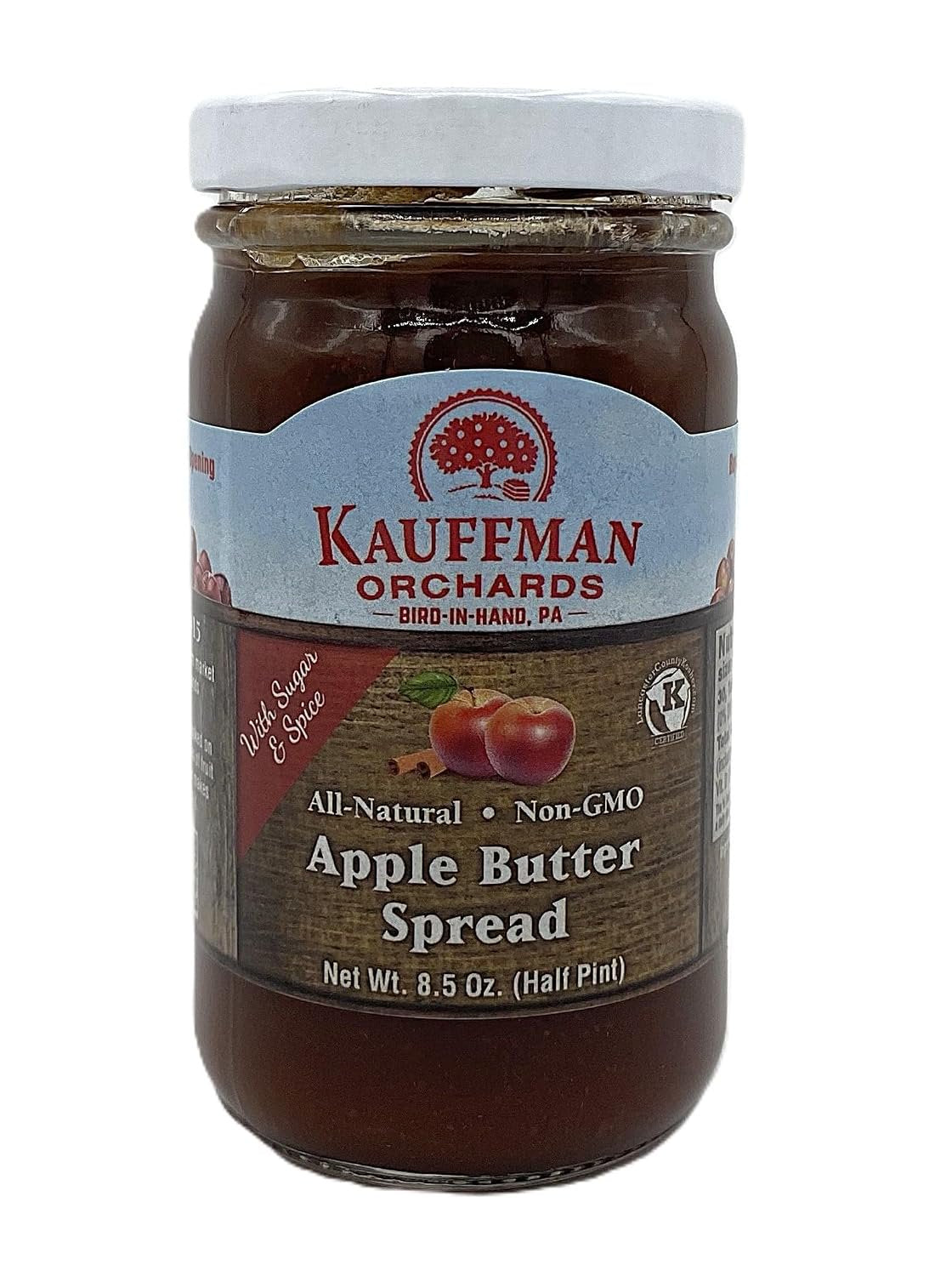 Kauffman Orchards Apple Butter Spread, With Sugar and Spice, 8.5 oz. Jar