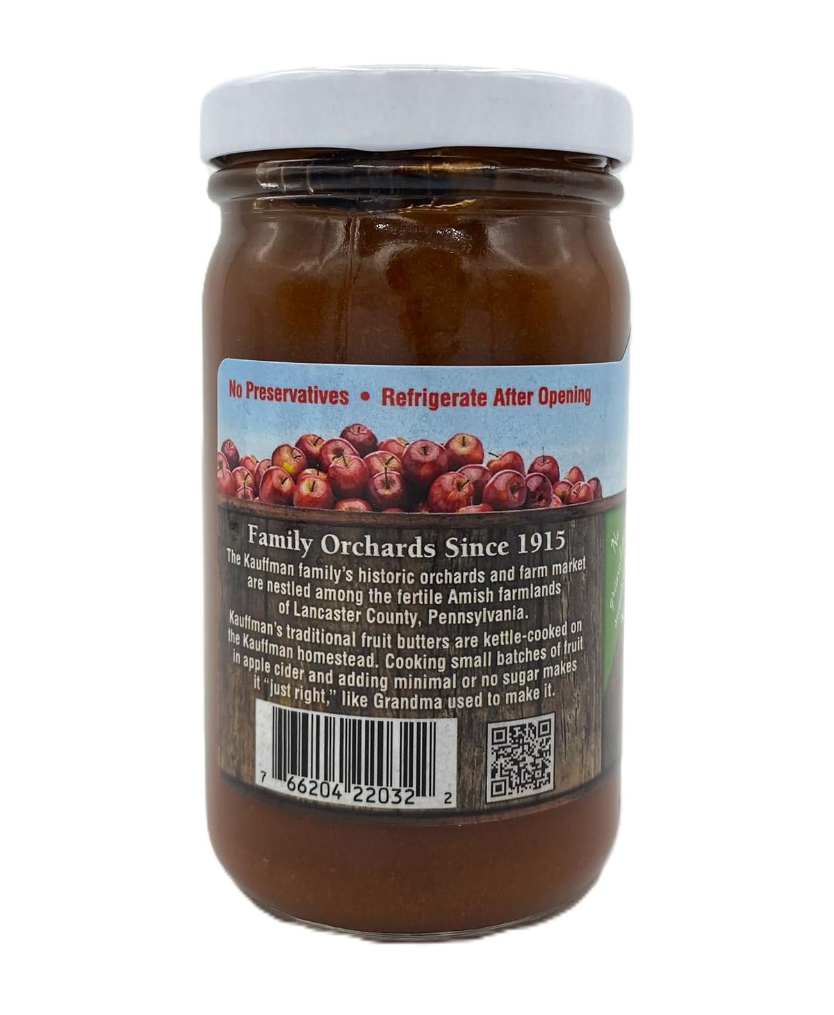 Kauffman Orchards Apple Butter Spread, Plain, No Sugar or Spice, 8.5 oz. Jar