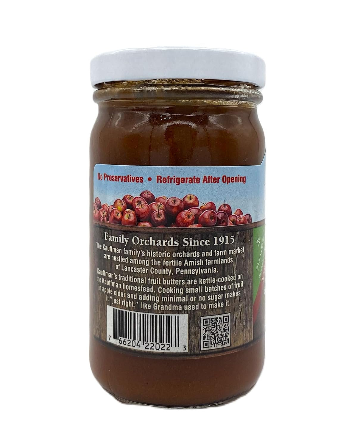 Kauffman Orchards Apple Butter Spread, No Sugar with Spice, 8.5 oz. Jar