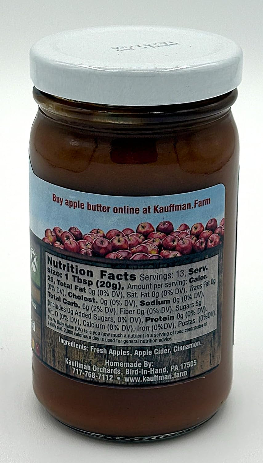 Kauffman Orchards "BEAR" Apple Butter Spread, Sugar-Free, Made with Brak Fuji, Evercrisp, Ambrosia, and Red Delicious Apples, 8.5 Oz. Jar