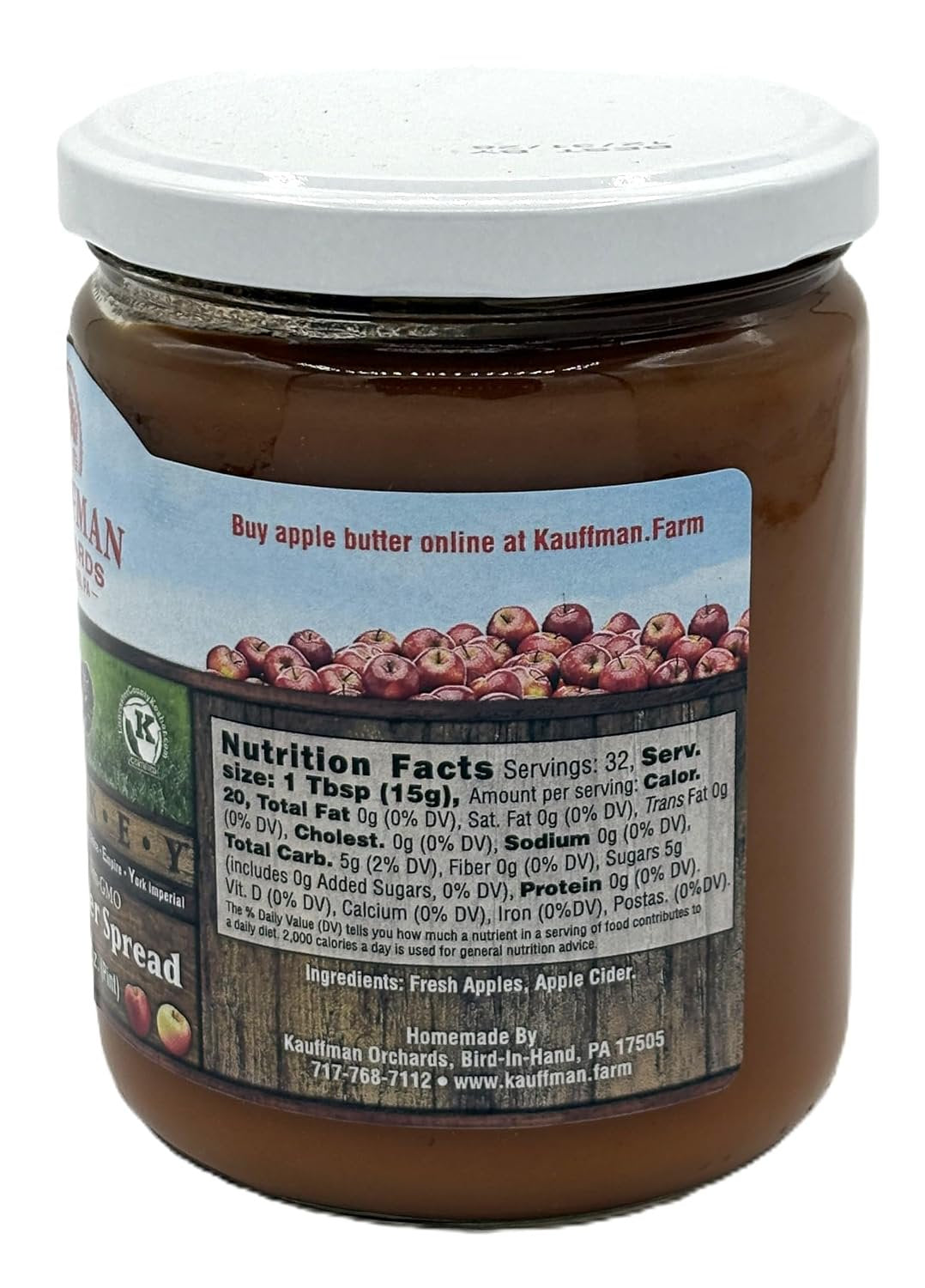 Kauffman Orchards "TURKEY" Apple Butter Spread (Trinity, Uproar, Ruby Rush, Kinnaird's Choice, Empire, and York Imperial Apples) 17 Oz.