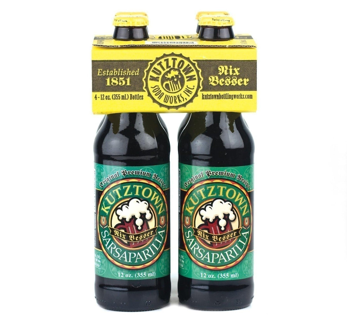 Kutztown Glass Bottle Sarsaparilla Soda, Favorite Amish Drink, 12 Oz.